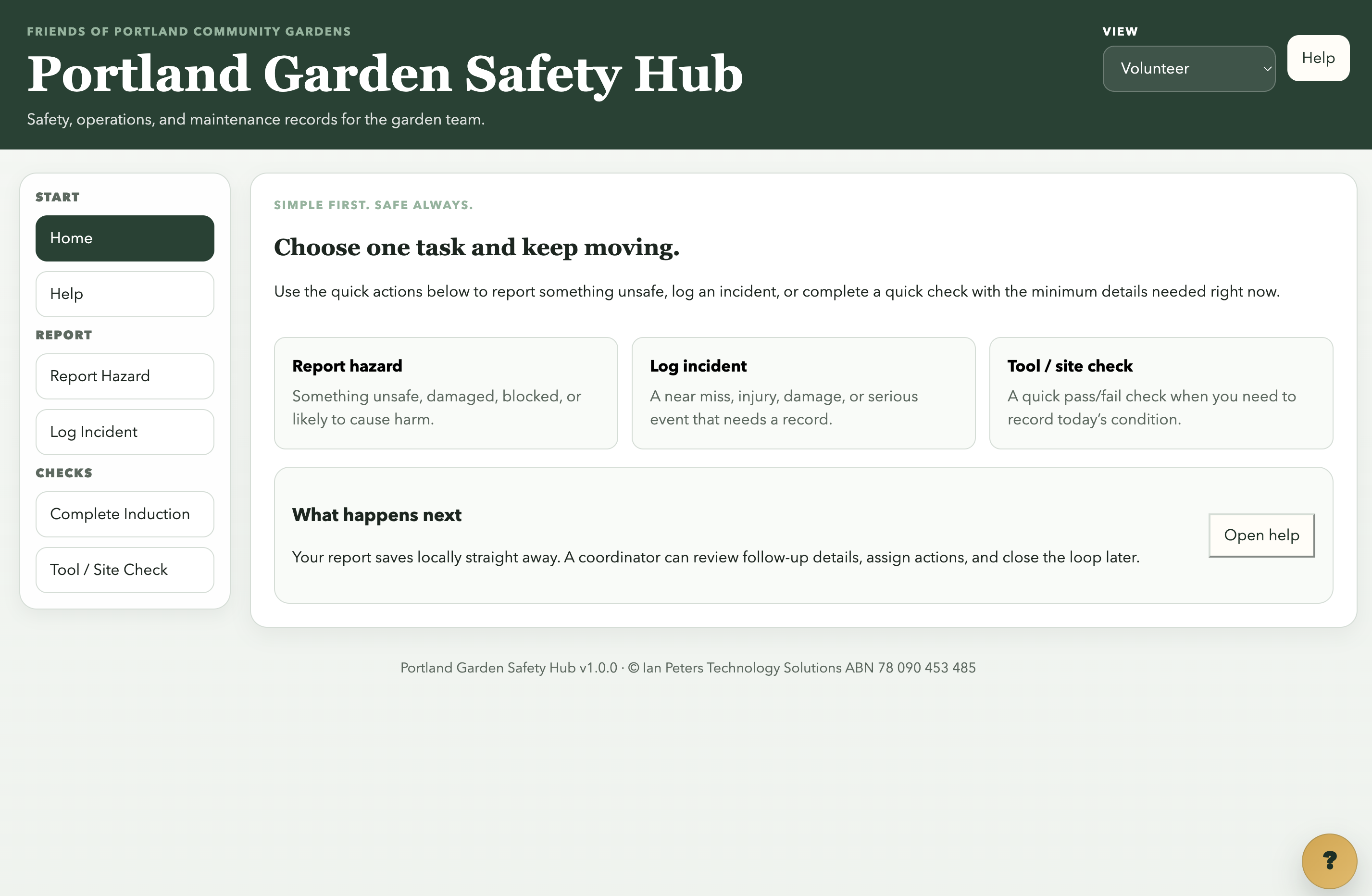 Portland Garden Safety Hub dashboard preview