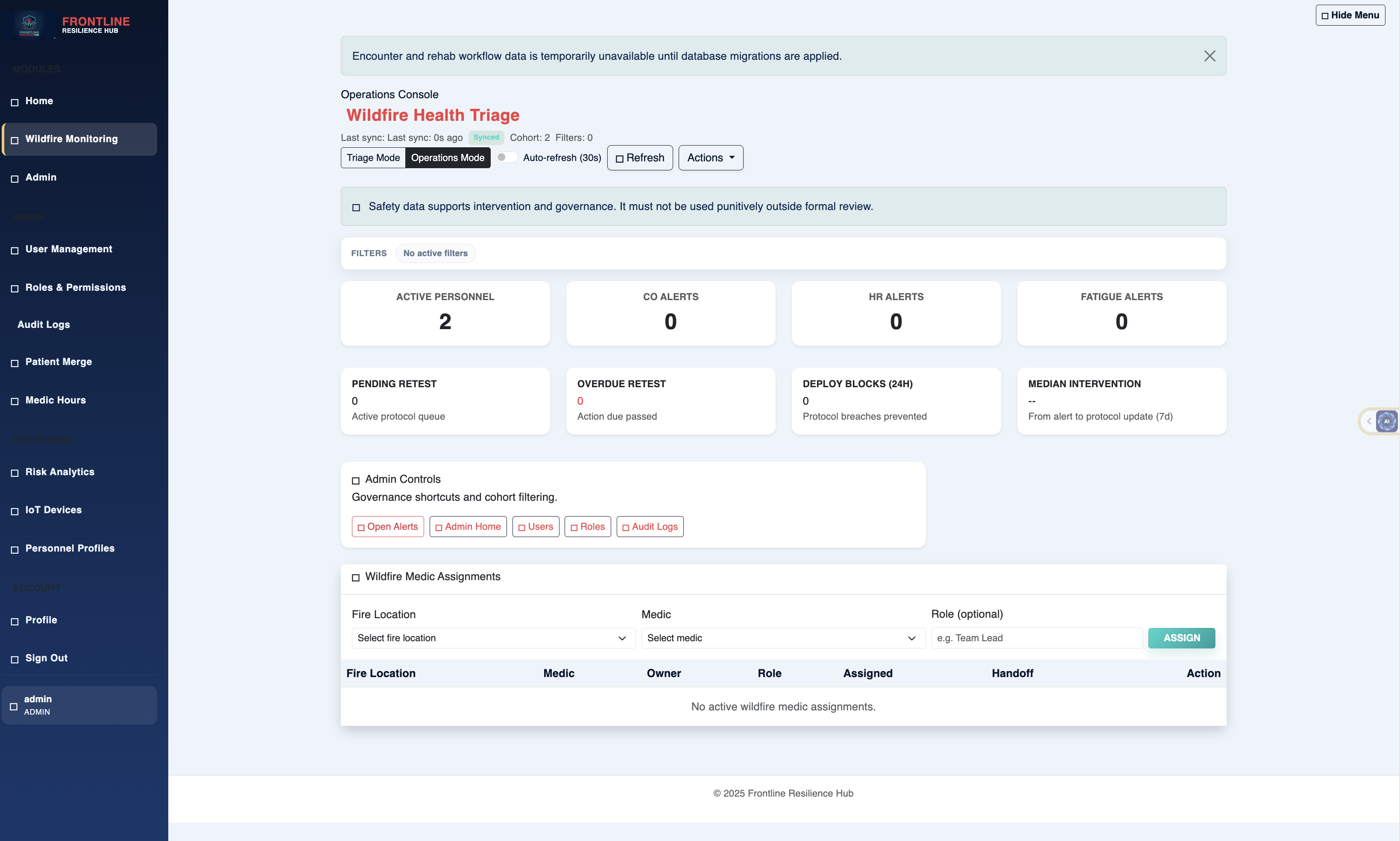 Frontline Resilience Hub dashboard preview
